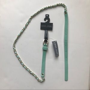 NWT Wet Seal Mint Leather Gold Chain Belt